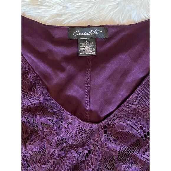Candalite SZ S Woman’s Beautiful Dark Plum Purple Lace And Twill Dress - Picture 4 of 9